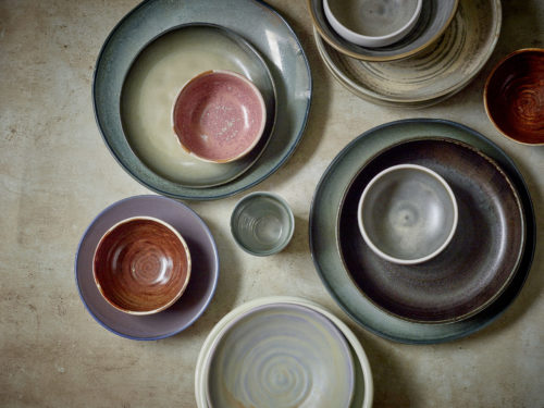 HKliving - home chef ceramics: diep bord rustic groen/grijs - wonen en lifestyle webshop no28wonen
