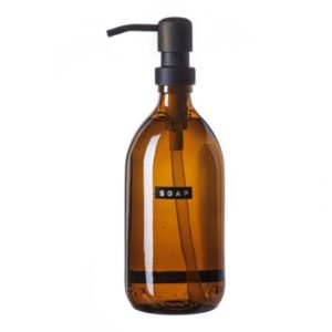 Wellmark - handzeep bamboe bruin glas zwarte pomp 500ml (soap) - wonen en lifestyle webshop no28wonen