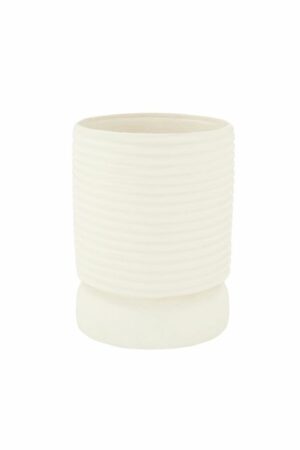 polystone pot met ribbels in een off white kleur van het merk Zusss