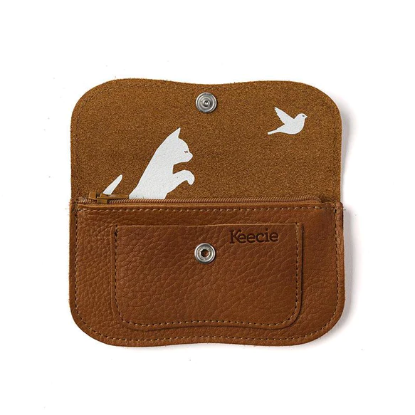 keecie wallet cat chase small cognac used look