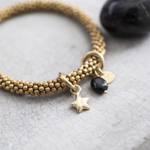 A Beautiful Story - Jacky black onyx star armband gold